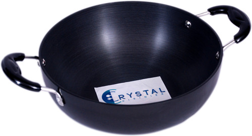 Crystal Cuisinier Frying Pot Pan Kadhai 24 cm diameter 2 L capacity Aluminium, Non stick Crystal Cuisinier Woks Kadhais