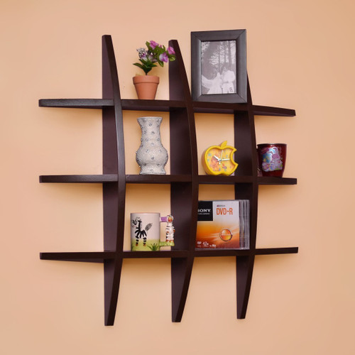 JaipurCrafts Royal Rajasthan Handcrafted Globe MDF Medium Density Fiber Wall Shelf Number of Shelves 12, Brown JaipurCrafts Wall Shelves