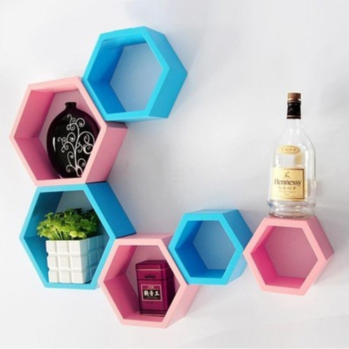Onlineshoppee AFR996 Wooden Wall Shelf Number of Shelves 6, Multicolor Onlineshoppee Wall Shelves
