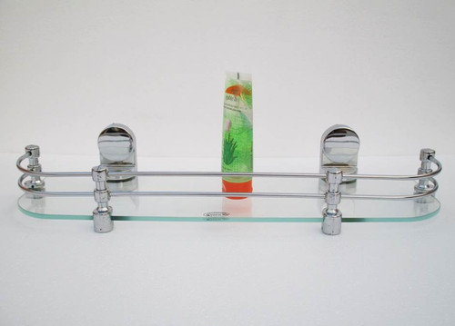 RoyaL Indian Craft Queen Bracket Elegant Look 16 Inch Glass Wall Shelf Number of Shelves 1, Clear RoyaL Indian Craft Bathroom Racks