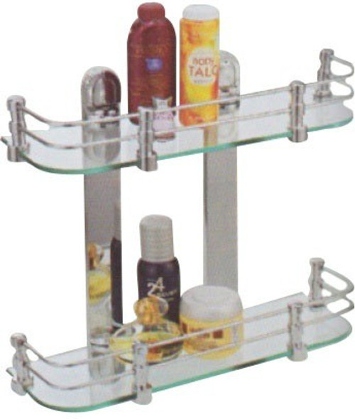 RoyaL Indian Craft Elegant 18 By 5 Inch Glass Wall Shelf Number of Shelves 2, Clear RoyaL Indian Craft Bathroom Racks