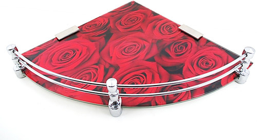 RoyaL Indian Craft RIC529 Rose Printed 12 Inch Glass Wall Shelf Number of Shelves 1, Multicolor RoyaL Indian Craft Wall Shelves