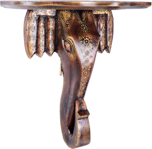 JaipurCrafts Decorative Antique Elephante Wooden Wall Shelf Number of Shelves 1, Multicolor JaipurCrafts Wall Shelves