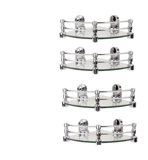 RoyaL Indian Craft 10 By 10 Inch Queen Bracket Pack of 4 Glass Wall Shelf Number of Shelves 4, Clear RoyaL Indian Craft Bathroom Racks
