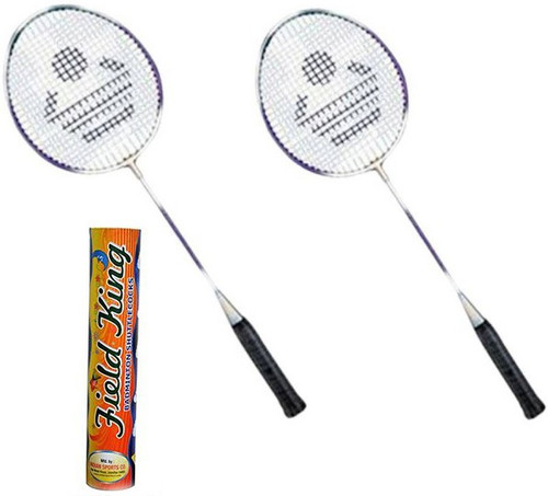 Cosco CB 885 Badminton Racket Pair With Field King Badminton Shuttle Cock Pack of 10 Badminton Kit Multicolor Strung Badminton Racquet Pack of: 2
