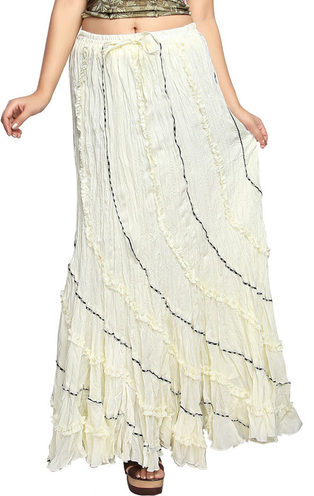 Carrel Solid Women Layered White Skirt Carrel Women's Skirts