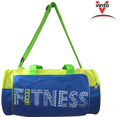 Vinto FITNESS CRAZY WORDS STYLE BLUE GREEN Duffel Multicolor, Kit Bag Vinto Gym Bag