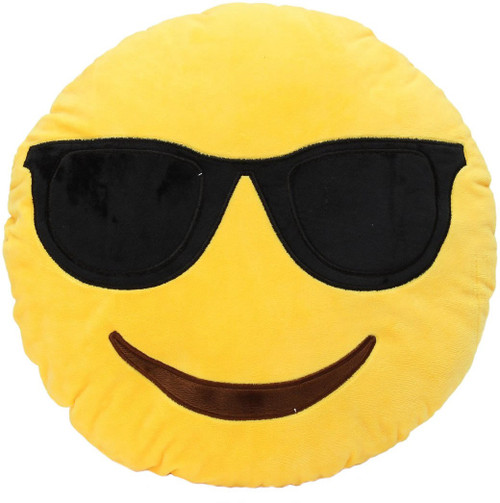 Grab A Deal Smarty Smiley Plush Cushion with Sunglasses 12 inch Yellow Grab A Deal Soft Toys