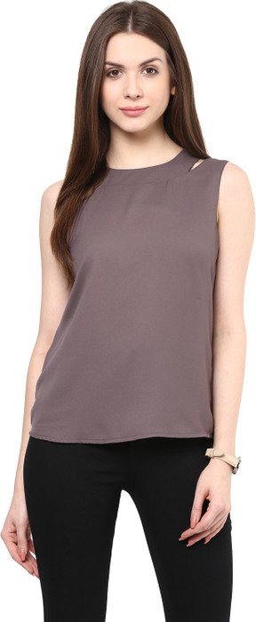 Rare Casual Sleeveless Checkered Women Grey Top Rare Women's Tops