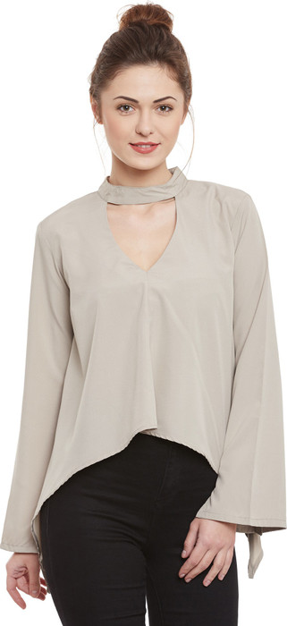 Popnetic Casual Full Sleeve Solid Women Beige Top Popnetic Women's Tops