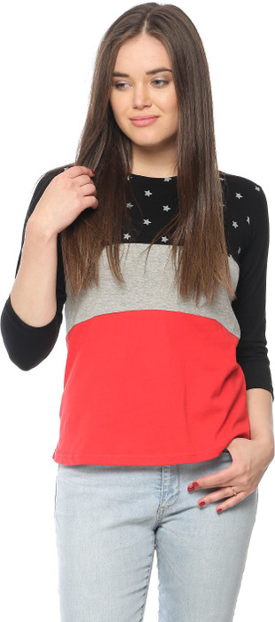 Vvoguish Casual 3/4 Sleeve Printed Women Multicolor Top Vvoguish Women's Tops