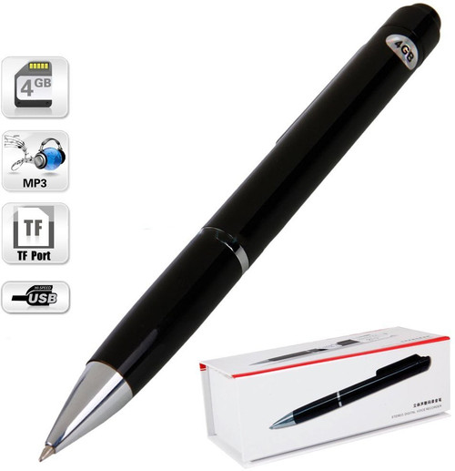 Eye Vision 4 GB Pen High Quality Audio Recording System 4 GB Voice Recorder 0 inch Display Eye Vision Voice Recorders