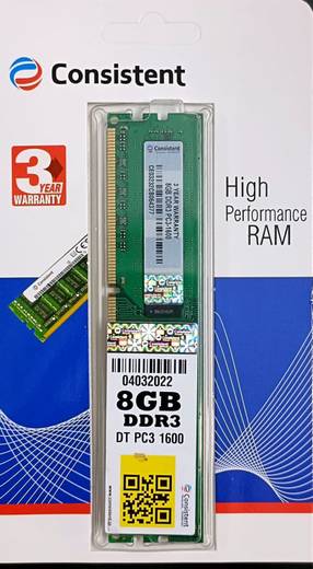 Consistent 1600 DDR3 8 GB (Single Channel) PC (8GB DDR3 PC3-1600)