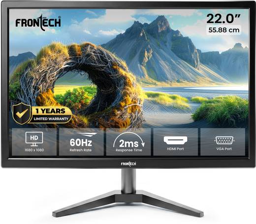 Frontech - 55.88 cm (22 inch) HD LED Backlit VA Panel with HDMI, VGA Monitor