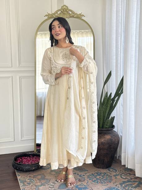 dharmkunj Embroidered Kurta, Trouser/Pant & Dupatta Set