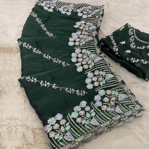 Sucikarman Self Design, Embroidered Bollywood Organza Saree