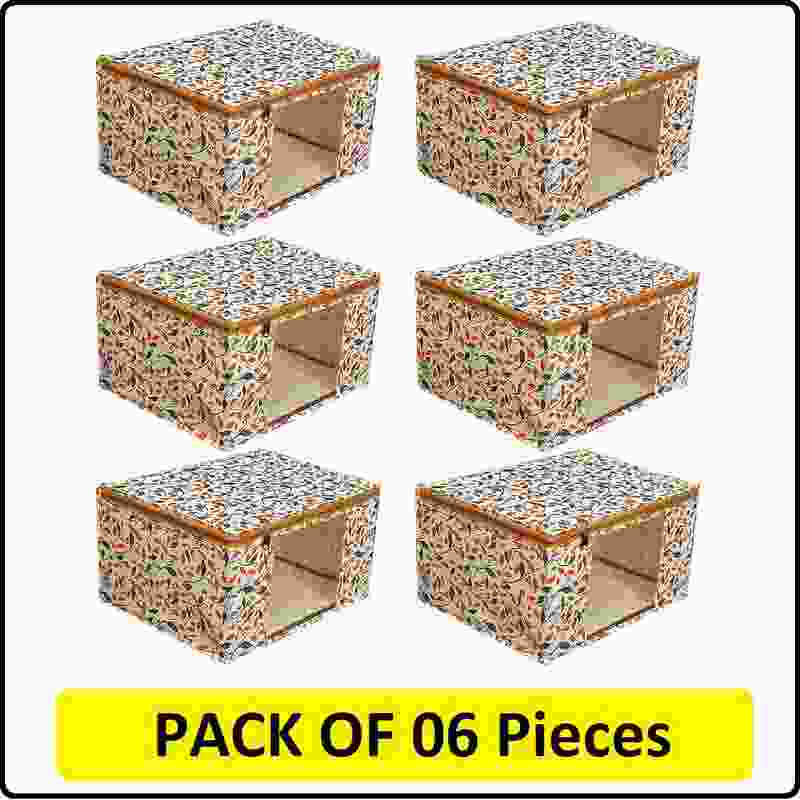 LIRZEG Saree Cover 6 Piece Non Woven Fabric Saree Cover/Clothes Organiser for Wardrobe Set Saree Cover 06
