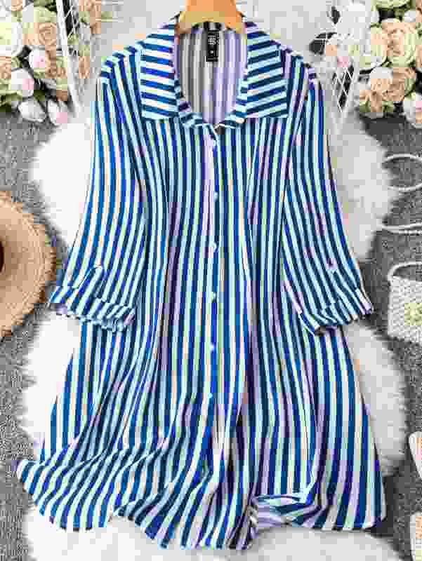 Sheetal Associates Women Shirt Blue, White Dress
