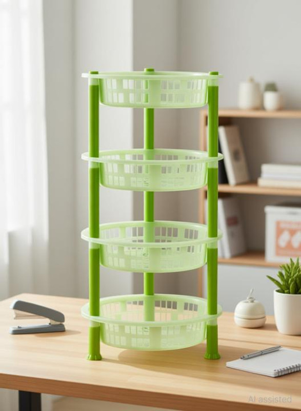 REGOLITH ENTERPRISES 4 Steps Kitchen Rack Fruits Vegetables Basket Tray for Kitchen & Office Use Plastic Fruit & Vegetable Basket