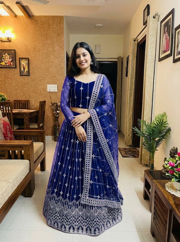 TRIVORA Embellished Semi Stitched Lehenga Choli