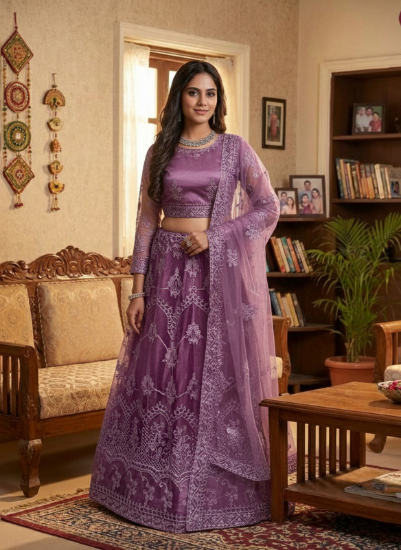 TRIVORA Embroidered Semi Stitched Lehenga Choli