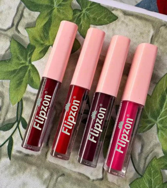FLIPZON New WaterProof Liquid Matte Lipstick Combo Pack of 4 red edition