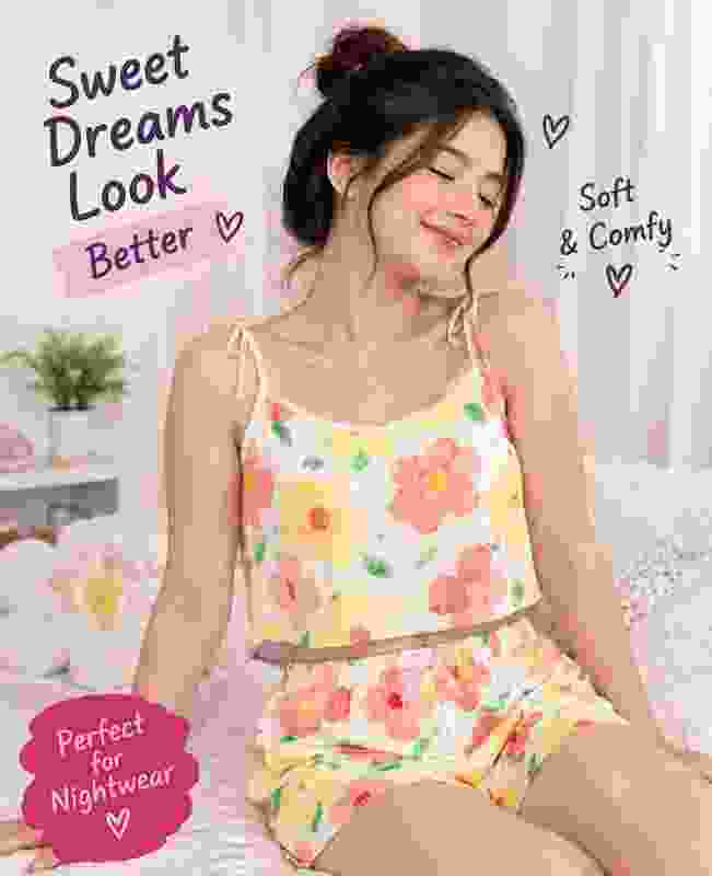 tfv Women Floral Print Multicolor Top & Shorts Set