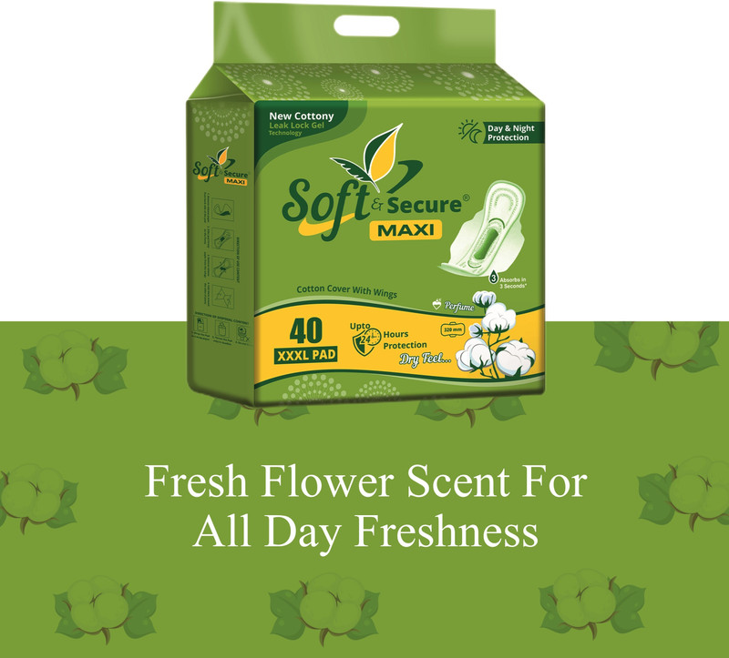 SOFT & SECURE Cottony Soft XXXL for Heavy Flow 40 Pads Sanitary Pad