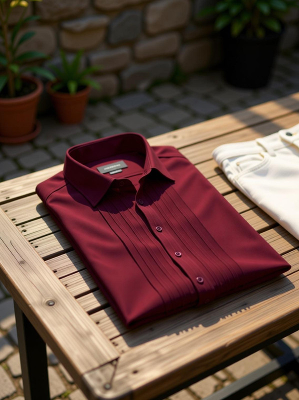 VRLOOKS Men Self Design Casual Maroon Shirt