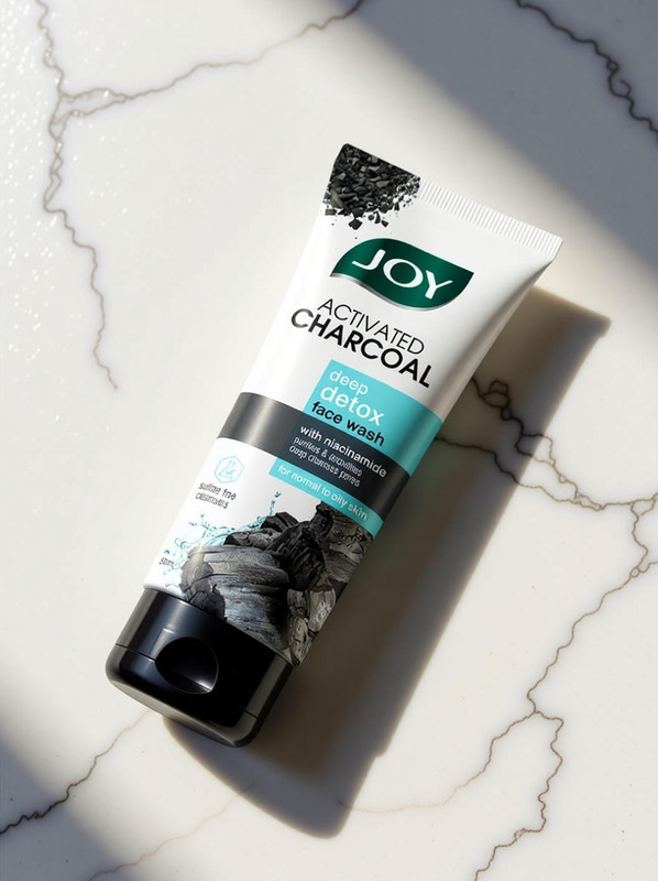 Joy Activated Charcoal for Oily Skin Removes Dirt & Blackheads Men & Women All Skin Types Face Wash