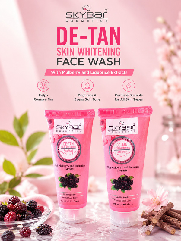 skybar De-Tan  with Mulberry & Liquorice 60 ml (Pack of 2) Men & Women All Skin Types Face Wash
