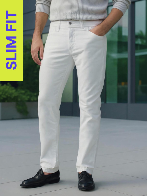 Stitch Factory Slim Men White Jeans