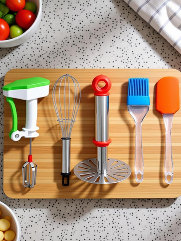 OMORTEX Masher Whisk Spatula & Brush (Pack Of 5) Kitchen Tool Set