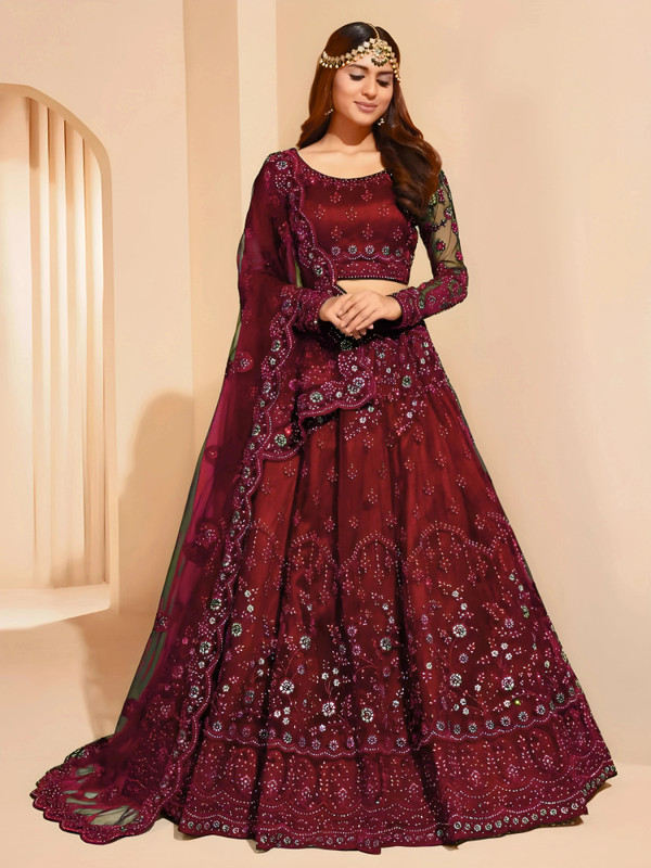 Cute Fellow Embroidered Semi Stitched Lehenga Choli