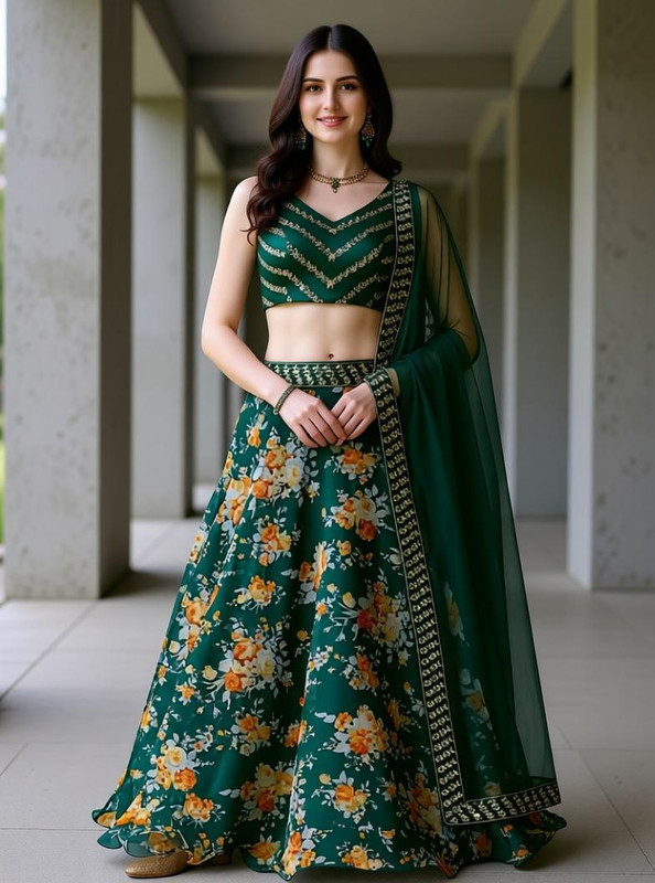 HKBDFAB Printed Semi Stitched Lehenga Choli