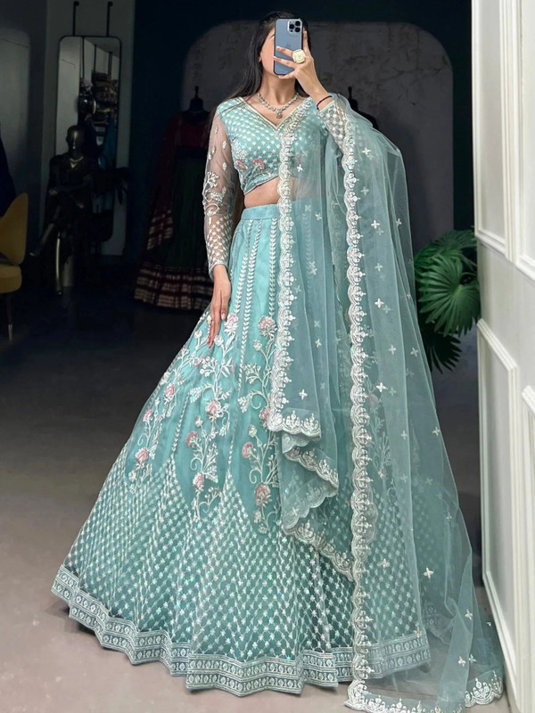 Cute Fellow Embroidered Semi Stitched Lehenga Choli