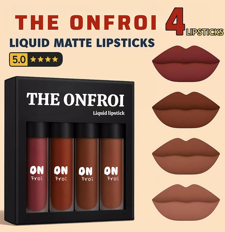 Onfroi Mini Lipstick Set of 4-
Nude Matte Finish, ldeal for Daily Wear