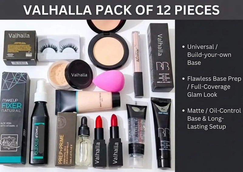Valhalla 12 items makeup combo fixer compact powder concealer serum lipstick