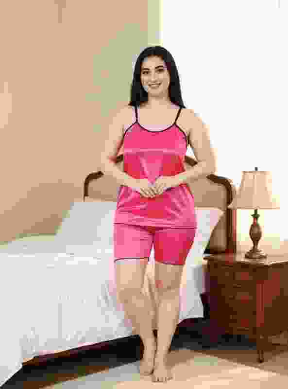 KORIYAN Women Solid Pink Top & Shorts Set