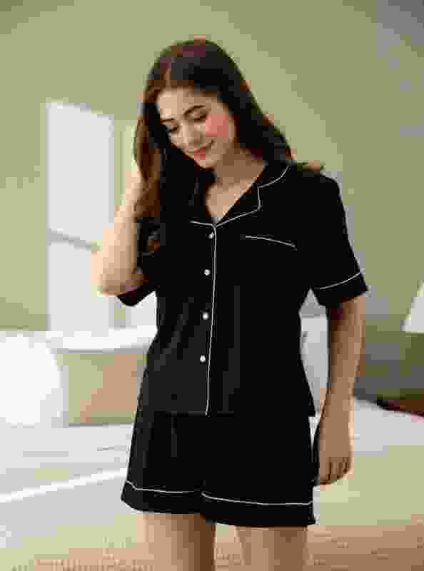 FLORESA Women Black Top & Shorts Set