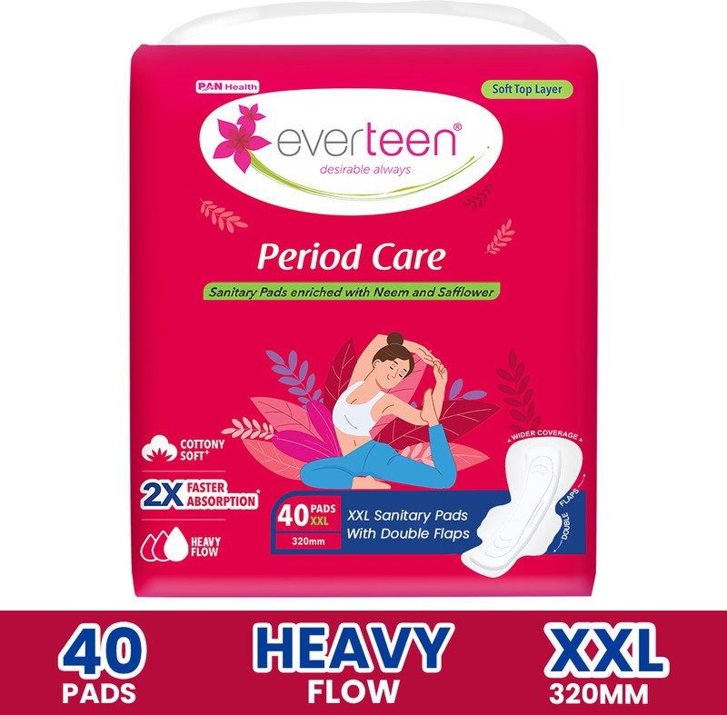 everteen Period Care XXL Soft with Neem-Safflower - 1 Pack (40 Pads) Sanitary Pad