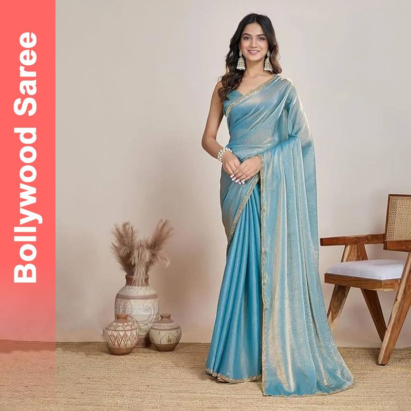 NIVUS CLOTHING Solid Banarasi Chiffon Saree with Unstitched Blouse