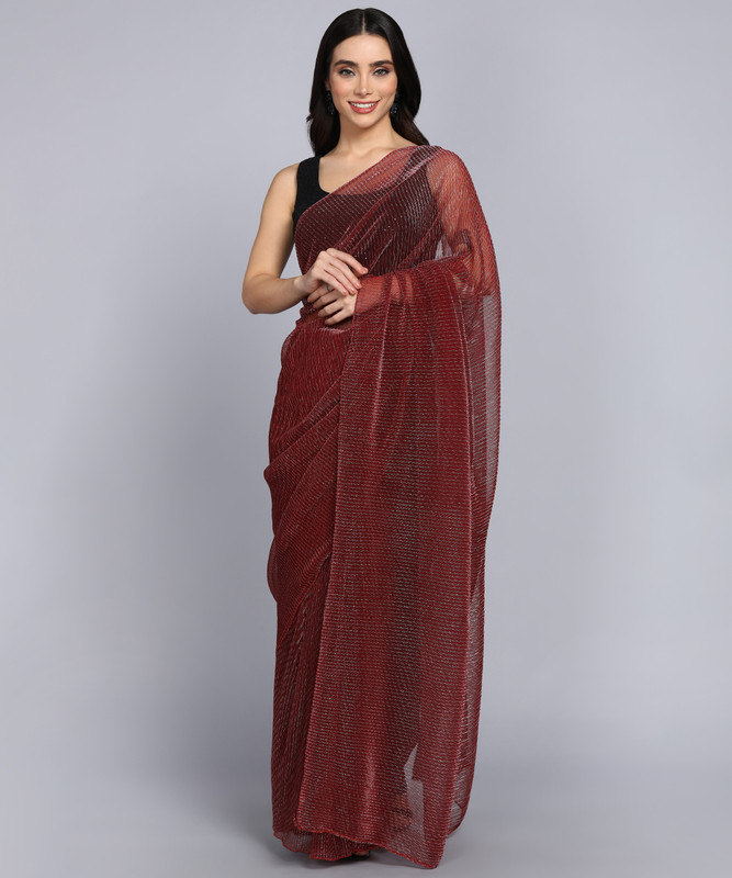 Miracle tex Embellished Bollywood Lycra Blend Saree with Unstitched Blouse