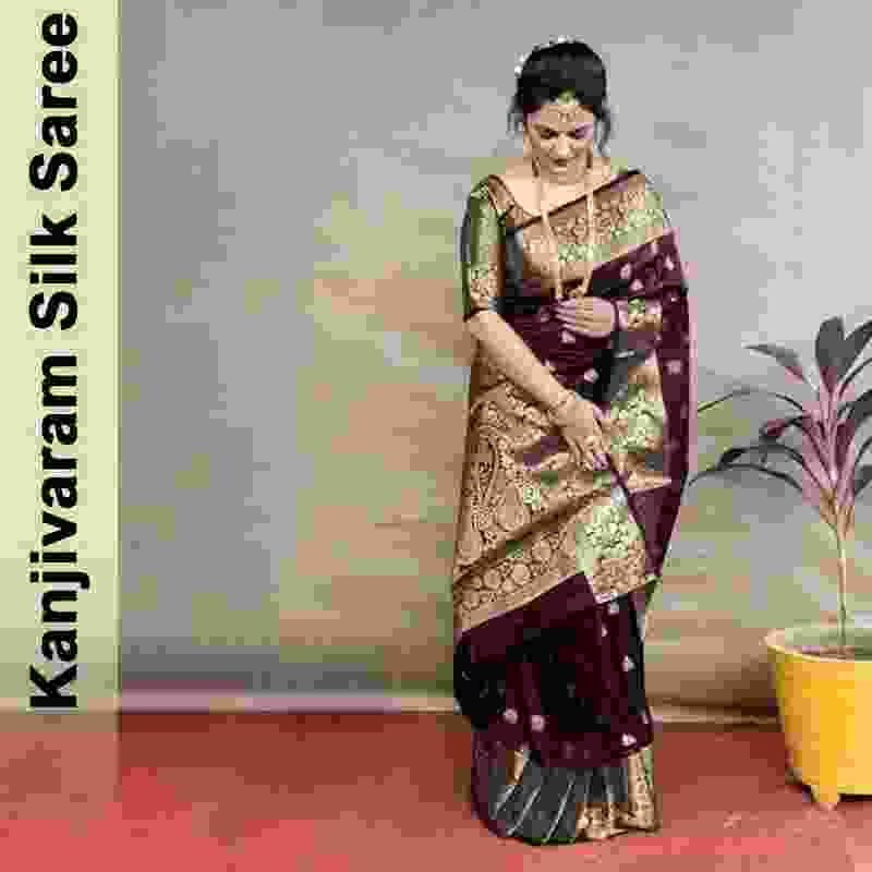 FAB WOVEN Woven Banarasi Silk Blend Saree with Unstitched Blouse