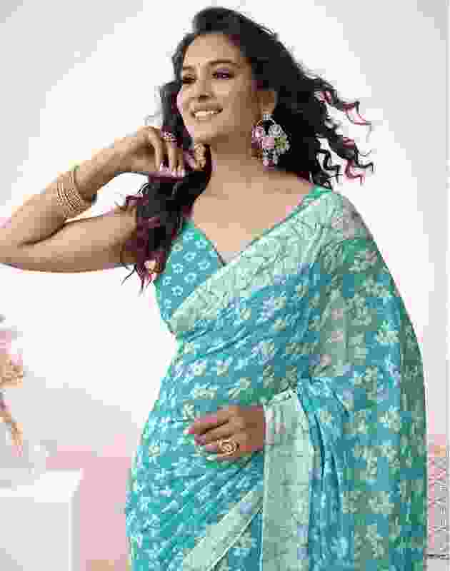 Falessa Floral Print Daily Wear Georgette Saree with Unstitched Blouse