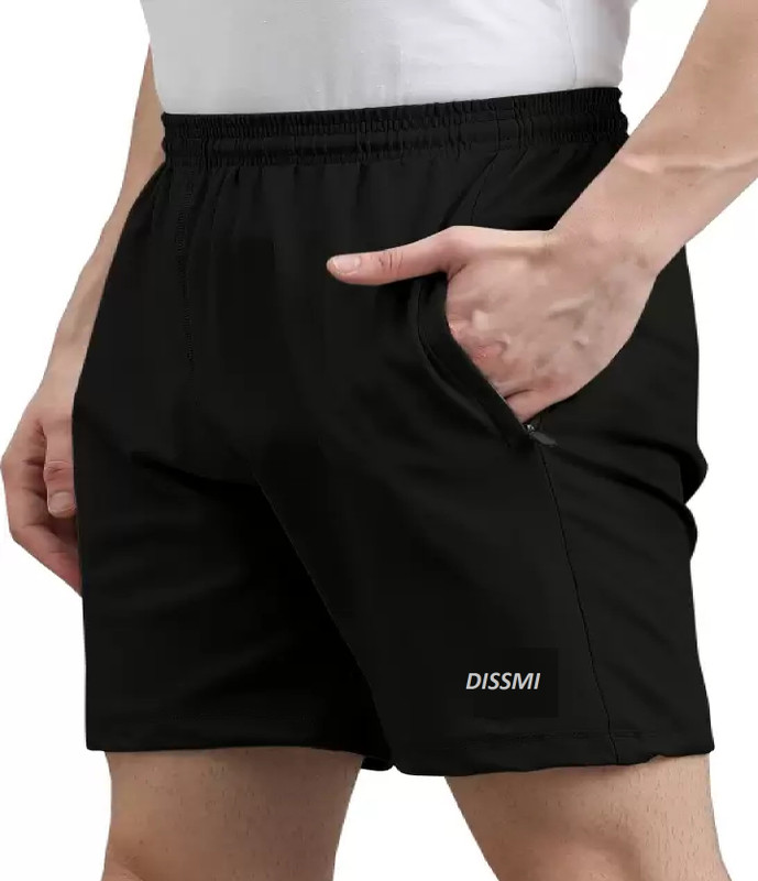 DISSMI Solid Men Black Gym Shorts