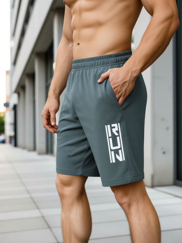 Denlike Men Green, Grey Basic Shorts