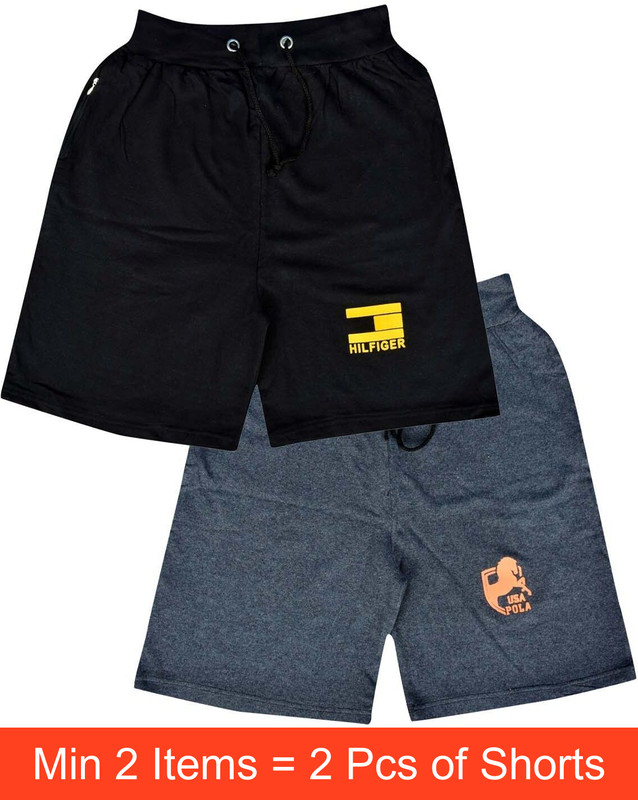 E1K Solid Men Black, Blue Bermuda Shorts