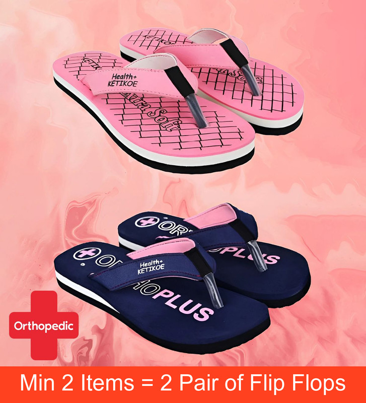 KETIKOE Women's Slipper Ortho-Care Trending Colorful Printed Chappal (Pack of 1) Flip Flops