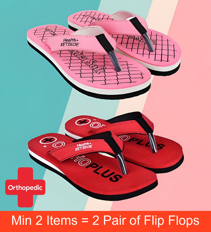 KETIKOE Women's Slipper Ortho-Care Trending Colorful Printed Chappal (Pack of 1) Flip Flops